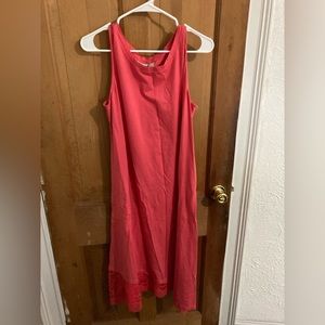 LOGO cotton dress with lace bottom detail